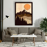 Landscape With Sun 3D Wooden Wall Art 7 Layer