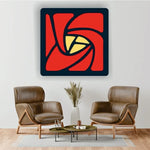 Red Flover 3D Wooden Wall Art 3 Layer