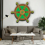 Ship Wheel Nautical Green 3D Wooden Wall Art 4 Layer