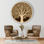 Tree Of Life Brown Round 3D Wooden Wall Art 6 Layer