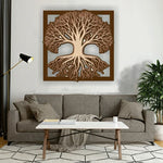 Tree Of Life Brown Square 3D Wooden Wall Art 4 Layer