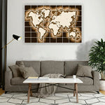 World Map Rectangle 3D Wooden Wall Art 7 Layer