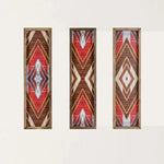 3 Piece Geometric Aztec Wooden Wall Hanging Decor (Red & Brown)