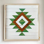 Aztec Symbols Green Wooden Wall Hanging Decor