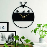 Bird and Deer Metal Wall Clock