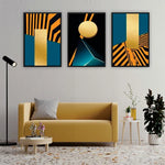 Blue & Yellow Abstract Frame Set of 3