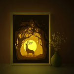 Forest Tree Deer Shadow Light Box