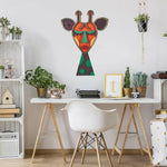 Giraffe 3D Orange Wooden Wall Mask