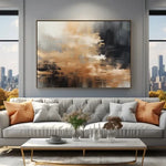 Gold and Black Abstract Canvas Wall Art