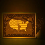 Happy Independence Day USA Map Shadow Light Box