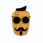 Hipster Man Wooden Wall Mask