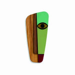 Human Eye Wooden Wall Mask Green