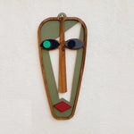 Human Wooden Wall Mask Green