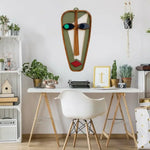 Human Wooden Wall Mask Green