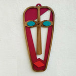 Human Wooden Wall Mask Red