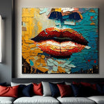 Lips Abstract Canvas Wall Art