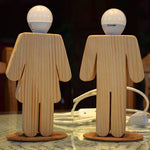 Men and Women Wooden Table Lamp