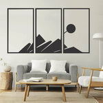 Mountain and Sun Set Of 3 Metal Wall Decor