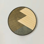 Mountains Geometric Round Wooden Wall Hanging Art (Black, Dark Brown & Light Brown)