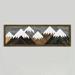 Mountains Geometric Wooden Wall Hanging Art (Black & Brown)