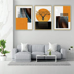 Orange Abstract Wall Frame Set of 3