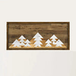 Snowy Peaks Mountains Geometric Wooden Wall Art (Brown & White)