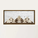 Snowy Peaks Mountains Geometric Wooden Wall Art (White )