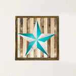 Star Geometric Wooden Wall Art (Blue & White)