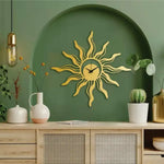 Sun Metal Wall Clock Design 3