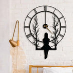 Swinging Girl Metal Wall Clock