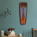 Tribal Wall Mask Sculpture Blue