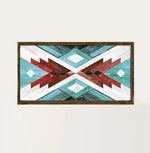 Geometric Boho Modern Wooden Wall Decor (Blue & Red)