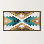 Geometric Boho Modern Wooden Wall Decor (Brown & Blue)