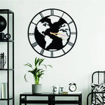 World Map Metal Wall Clock Design 3